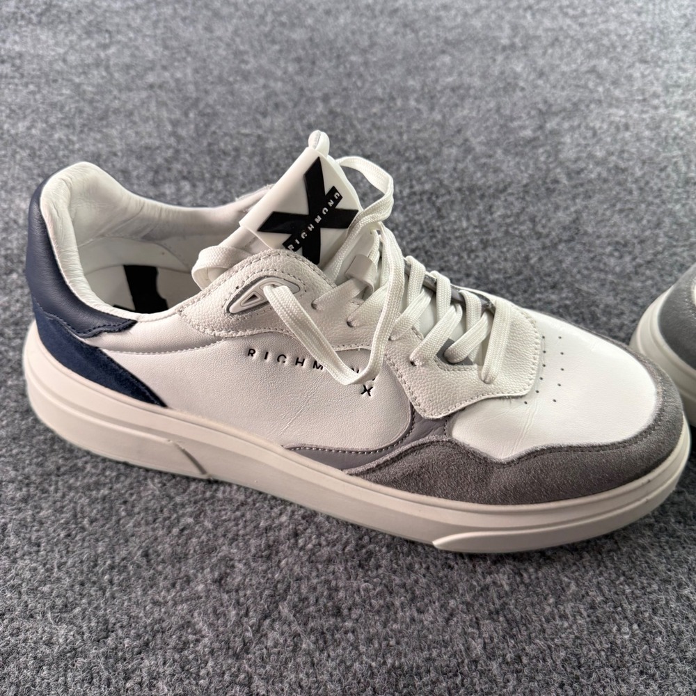John Richmond X Sneakers White‎ Leather Suede Low Top Designer Shoes Mens EU 42